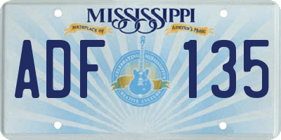 MS license plate ADF135