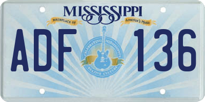 MS license plate ADF136