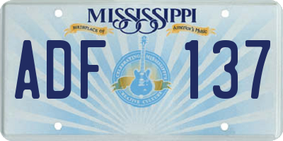 MS license plate ADF137