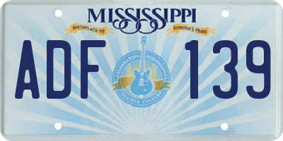 MS license plate ADF139