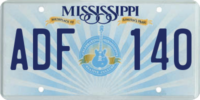 MS license plate ADF140