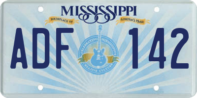 MS license plate ADF142