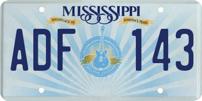MS license plate ADF143