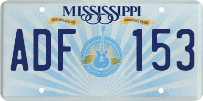 MS license plate ADF153