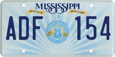 MS license plate ADF154