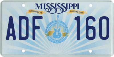 MS license plate ADF160