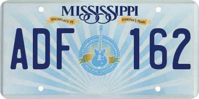 MS license plate ADF162