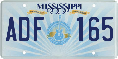 MS license plate ADF165