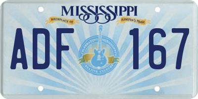 MS license plate ADF167