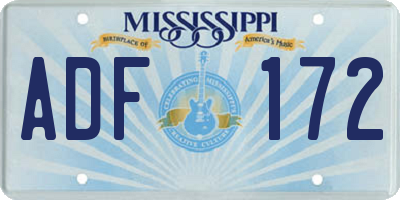 MS license plate ADF172