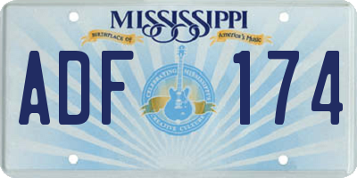 MS license plate ADF174