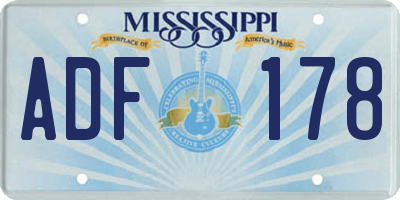 MS license plate ADF178