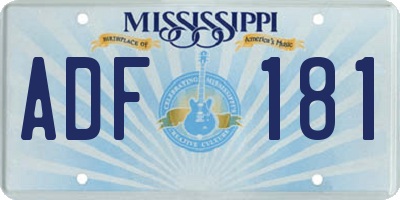 MS license plate ADF181