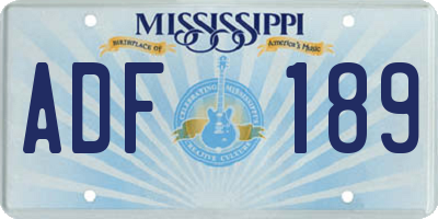 MS license plate ADF189