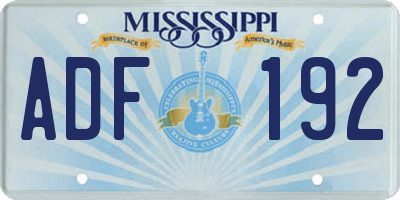 MS license plate ADF192
