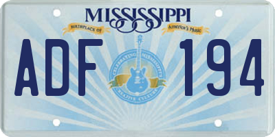 MS license plate ADF194