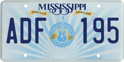 MS license plate ADF195