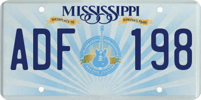 MS license plate ADF198