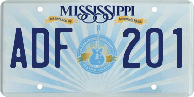 MS license plate ADF201