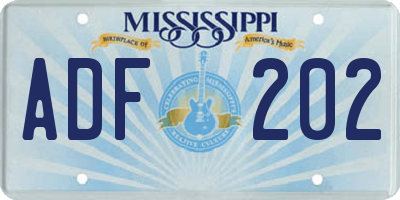 MS license plate ADF202