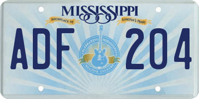 MS license plate ADF204