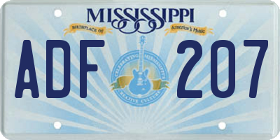 MS license plate ADF207
