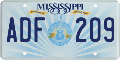 MS license plate ADF209