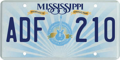 MS license plate ADF210