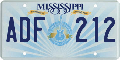 MS license plate ADF212