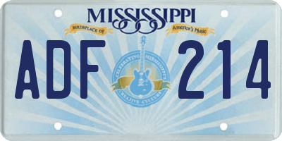 MS license plate ADF214