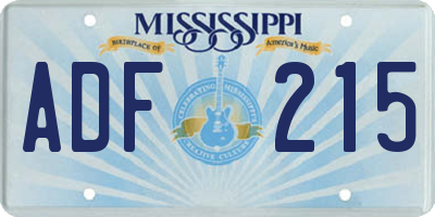 MS license plate ADF215