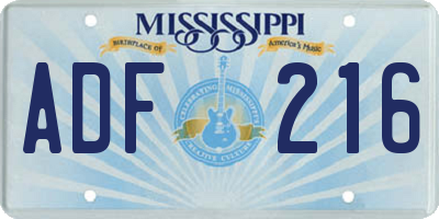 MS license plate ADF216