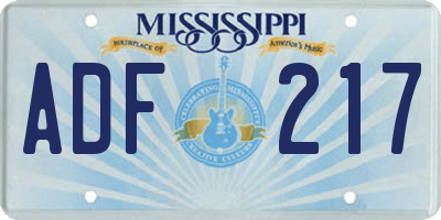 MS license plate ADF217