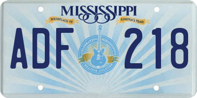 MS license plate ADF218