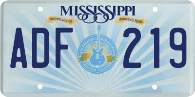 MS license plate ADF219
