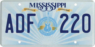 MS license plate ADF220