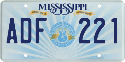MS license plate ADF221