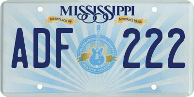 MS license plate ADF222