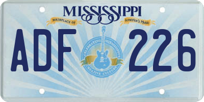 MS license plate ADF226