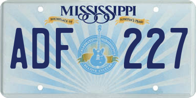 MS license plate ADF227