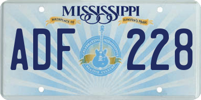 MS license plate ADF228