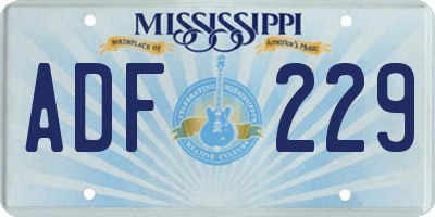 MS license plate ADF229
