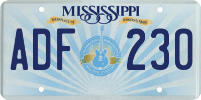 MS license plate ADF230