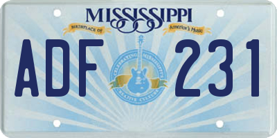 MS license plate ADF231