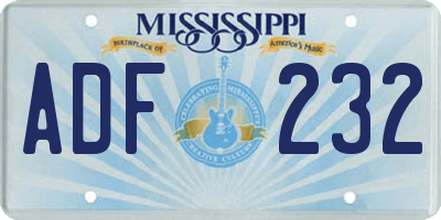 MS license plate ADF232