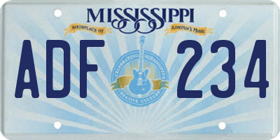 MS license plate ADF234