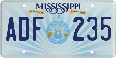 MS license plate ADF235