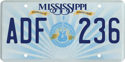 MS license plate ADF236