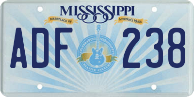MS license plate ADF238