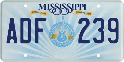 MS license plate ADF239